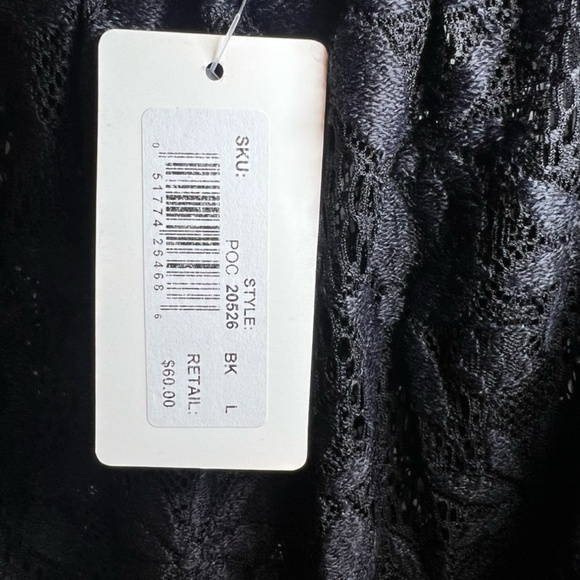 J. VALDI Womens Floral Crochet Lace Tunic Swim Cover Up Dress Black NEW Sz Large - Picture 7 of 15